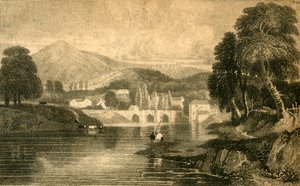 Llangollen Brug, Kasteel Dinas Bran, aan de rivier de Dee: Noord-Wales, 19e eeuw door Unbekannt