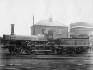 London & South Western Railway LSWR Locomotief No 148, Colne met zijn tender, c1880