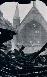 Londens Guildhall na de brand van 29 december 1940 door Unbekannt