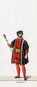 Lord Chancellor, kostuumontwerp voor Shakespeares toneelstuk, Henry VIII, 19e eeuw door Unbekannt