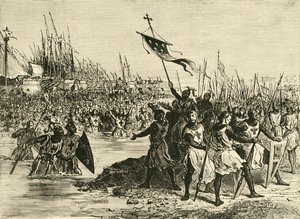 Louis IX. Landen in Egypte, 1249, 1890 door Unbekannt