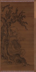Luohan zittend onder een boom, Ming dynastie, 1368-1644 door Unbekannt