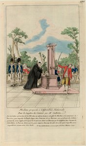 Machine voorgesteld aan de Nationale Vergadering voor de terechtstelling van criminelen door Mr. Guillotin, ca. 1790