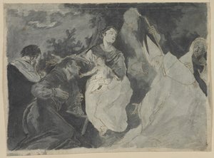 Madonna en Kind met Heiligen, 1700s door Unbekannt