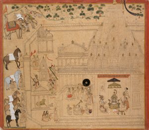 Maharana Amar Singh van Mewar bij de Eklingji tempel, c1705 door Unbekannt