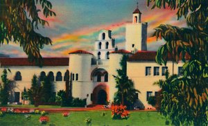 Hoofdingang. Administratiegebouw, Staatscollege. San Diego, Californië, c1941