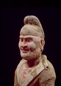 Man die langs de Zijderoute reist, detail van de buste, Chinees, Tang-dynastie (618-906) door Unbekannt