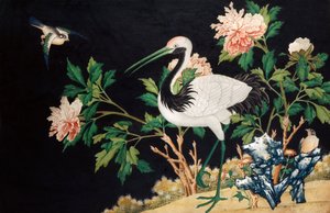 Mantsjoerijse kraanvogel in een Chinees landschap door Unbekannt
