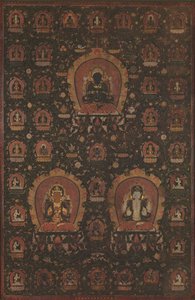 Mandala van Vajradhara, Manjushri en Sadakshari-Lokeshvara door Unbekannt