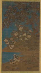 Mandarijneenden en bloemen, Ming of Qing-dynastie, 17e eeuw door Unbekannt