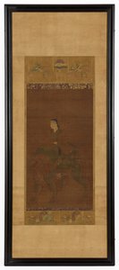 Manjushri rijdend op een leeuw, Muromachi-periode