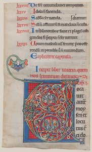 Manuscriptverlichting met initiaal V, uit een Bijbel, ca. 1175-95