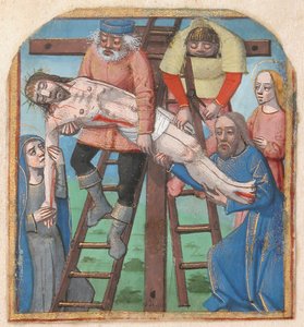 Manuscript Verlichting met de Kruisafneming, uit een Getijdenboek door Unbekannt