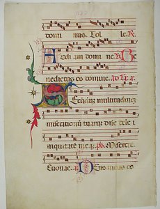 Manuscriptblad met Initiaal S, uit een Antifonarium, Italiaans, 15e eeuw