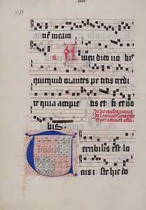 Manuscriptblad met initiaal T, uit een Graduale, Duits, tweede kwart 15e eeuw
