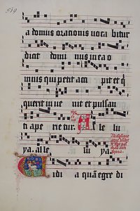 Manuscriptblad met Initiaal V, uit een Graduale, Duits door Unbekannt