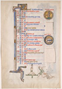 Manuscriptblad met junikalender, uit een koninklijke psalter, 13e eeuw door Unbekannt