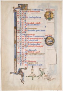 Manuscriptblad met Juni Kalender, uit een Koninklijke Psalter, Brits, 13e eeuw