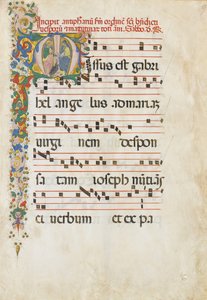 Manuscriptblad met Sint Jan de Evangelist en Sint Jan de Doper in een..., 2e helft 15e eeuw door Unbekannt