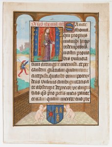 Manuscriptblad met Sint-Thomas, uit een Getijdenboek, ca. 1500 door Unbekannt
