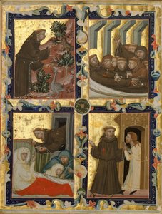 Manuscriptblad met scènes uit het leven van Sint Franciscus van Assisi door Unbekannt