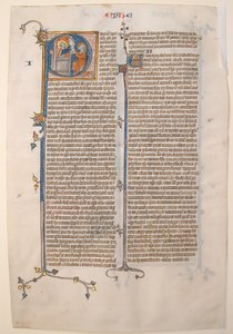 Manuscriptblad met de opening van de brief van Sint Paulus aan de Efeziërs, uit een Bijbel, ca. 13e eeuw