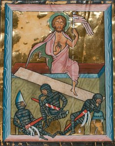 Manuscriptblad met de Opstanding, uit een Psalter, Duits, midden 13e eeuw