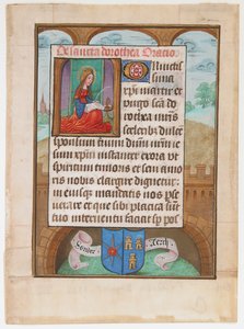 Manuscriptblad met Sint Dorothea, uit een Getijdenboek, ca. 1500