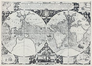 Kaart met de reis van Drake om de wereld 1577-1580, 1923