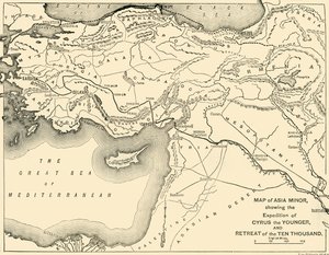 Kaart van Klein-Azië, Expeditie van Cyrus de Jongere, en terugtocht van de Tienduizend, 1890 door Unbekannt