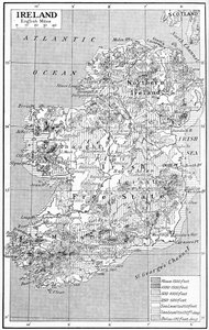Kaart van Ierland, ca. 1930s door Unbekannt