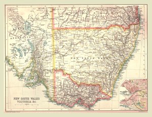 Kaart van New South Wales en Victoria, 1902 door Unbekannt