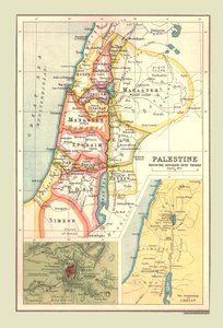 Kaart van Palestina, met verdeling in stammen, 1902