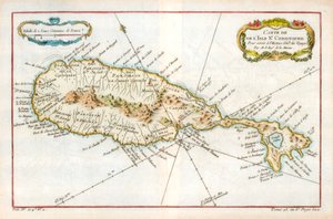 Kaart van het Caribische eiland St. Christopher, ca. 1764