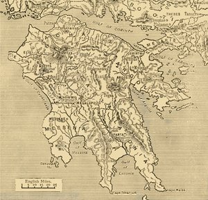 Kaart van de Peloponnesus, 1890 door Unbekannt