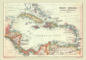 Kaart van de West-Indië en Midden-Amerika, 1902 door Unbekannt