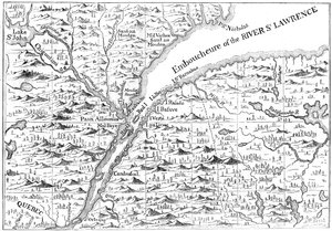 Kaart van de loop van de rivier de St. Lawrence tot Quebec, 1730 c1880 door Unbekannt