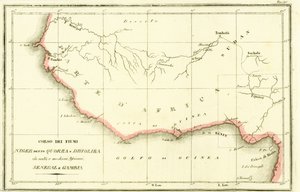 Kaart van de loop van de Niger, Senegal en Gambia rivieren in West-Afrika door Unbekannt
