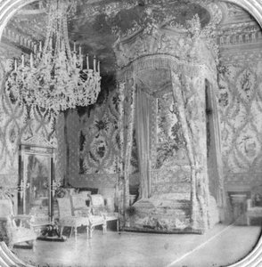 Marie Antoinettes slaapkamer, Paleis van Fontainebleau, Frankrijk, eind 19e of begin 20e eeuw