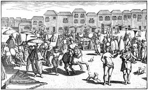 Markt in Goa, India, 1599