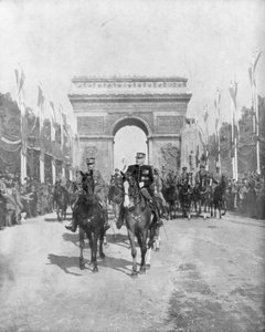 Marshals Foch en Joffre tijdens de grote overwinningsparade, Parijs, Frankrijk, 14 juli 1919