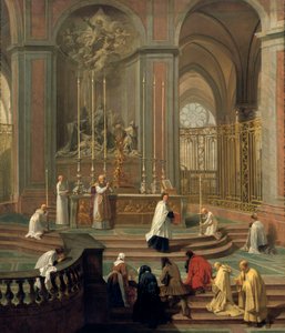 Mis opgedragen door de kanunnik de la Porte, of het hoofdaltaar van Notre Dame, Parijs door Unbekannt