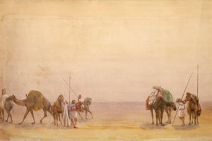 Mannen met kamelen en paarden, onderdeel van het panorama van Londen naar Hong Kong door Unbekannt