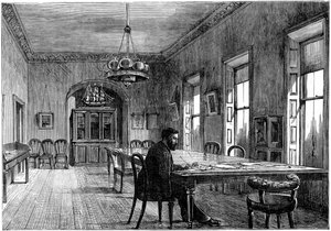 Michael Davitt in de commissiekamer van de Land League, Upper Sackville Street, Dublin, 1891 door Unbekannt