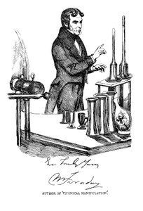 Michael Faraday geeft een lezing aan de Royal Institution, Londen, ca. 1835