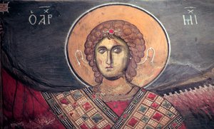 Aartsengel Michaël Byzantijnse fresco uit de Panagia tou Arakos kerk 12e eeuw Cyprus door Unbekannt