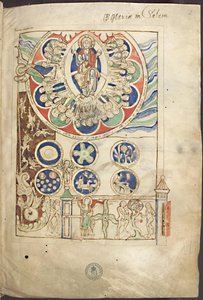 Miniatuur Initium creaturae dei uit Liber Scivias door Hildegard van Bingen, ca. 1220