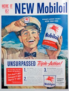 Mobiloil motorolie advertentie, 1949 door Unbekannt