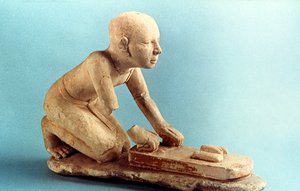 Model van een bakker die deeg kneedt en broden vormt, Oud-Egyptisch door Unbekannt