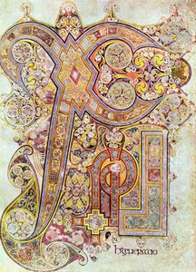 Monogrampagina uit het Boek van Kells Christi Auteum Generatio, ca. 800 door Unbekannt